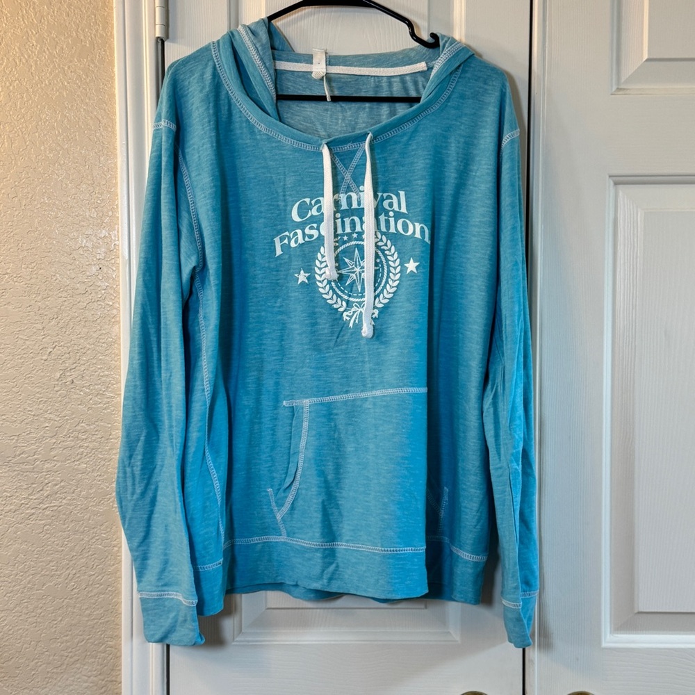 Blue Carnival Cruise “Fascination” Light Weight Turquoise Fashion Hoodie, sz 2XL